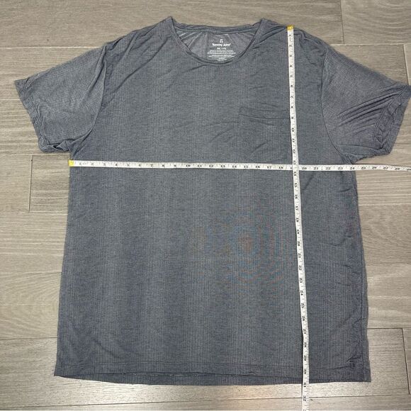 Tommy John Second Skin Luxe Rib Pajama Pocket Tee Gray Pin Striped Men’s 2XL XXL - Picture 10 of 11